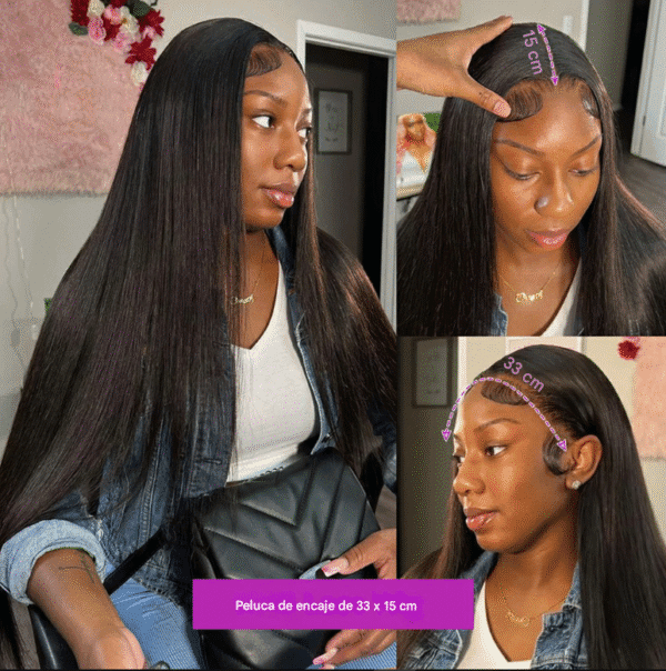 Peluca- cabello 100% humano con encaje frontal transparente - Imagen 5