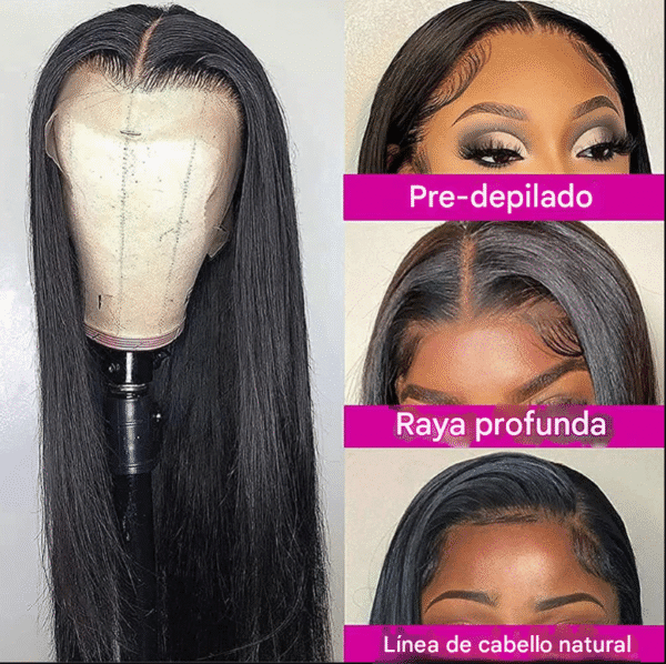 Peluca- cabello 100% humano con encaje frontal transparente - Imagen 6