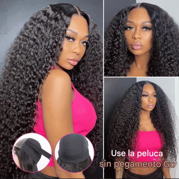 Pelucas de cabello 100% humano rizado y sin pegamento Wear And Go - Imagen 7