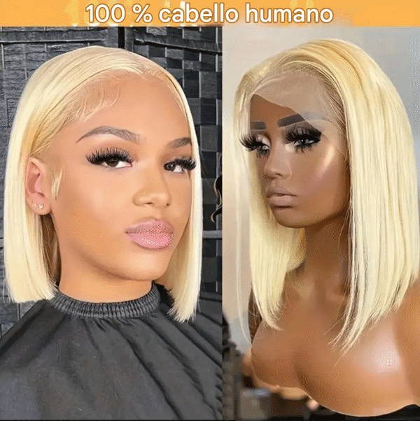 Peluca Bob rubia 100 % humana - Imagen 2